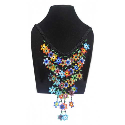 Multicolor Beaded Flowers Necklace - Ethnic Inspiration